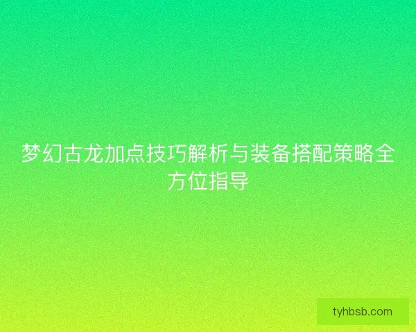 梦幻古龙加点技巧解析与装备搭配策略全方位指导